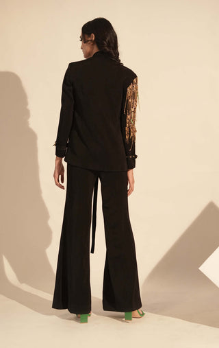 Nikita Mhaisalkar-Black Metallic Pantsuit Set-INDIASPOPUP.COM