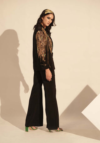 Nikita Mhaisalkar-Black Metallic Pantsuit Set-INDIASPOPUP.COM