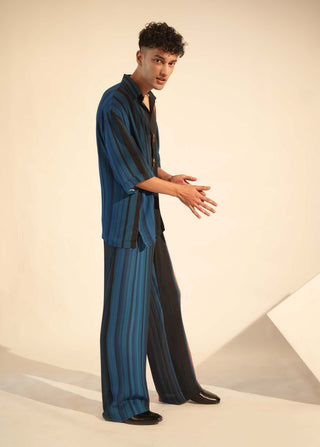 Nikita Mhaisalkar Men-Midnight Stroke Print Shirt And Pant-INDIASPOPUP.COM