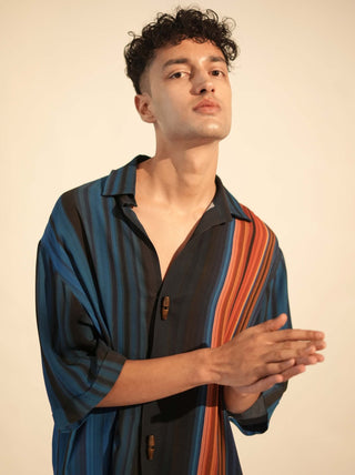 Nikita Mhaisalkar Men-Midnight Stroke Print Shirt And Pant-INDIASPOPUP.COM
