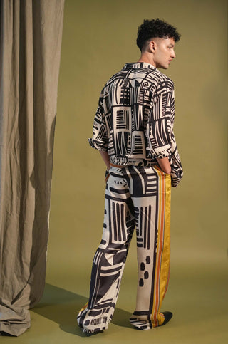 Nikita Mhaisalkar Men-White Base Aztec Print Shirt And Pants-INDIASPOPUP.COM