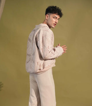 Nikita Mhaisalkar Men-Fawn Threadwork Bomber Jacket-INDIASPOPUP.COM