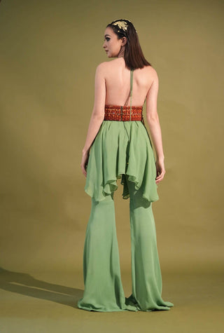 Nikita Mhaisalkar-Jade Pleated Top & Bell Bottom Pant-INDIASPOPUP.COM