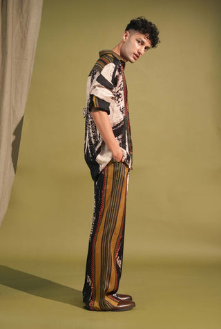 Nikita Mhaisalkar Men-Black & White Printed Shirt And Pants-INDIASPOPUP.COM