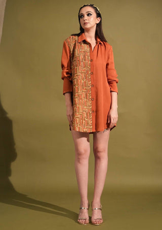 Nikita Mhaisalkar-Tangerine Short Metallic Dress-INDIASPOPUP.COM