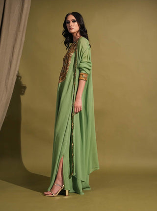 Nikita Mhaisalkar-Jade Embellished Maxi And Jacket-INDIASPOPUP.COM