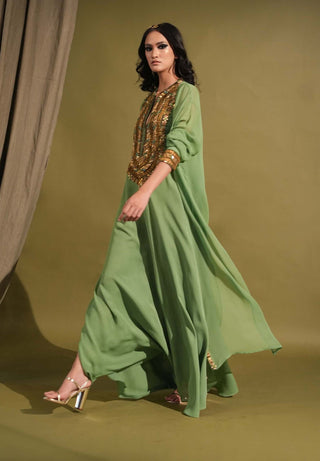 Nikita Mhaisalkar-Jade Embellished Maxi And Jacket-INDIASPOPUP.COM