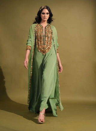 Nikita Mhaisalkar-Jade Embellished Maxi And Jacket-INDIASPOPUP.COM