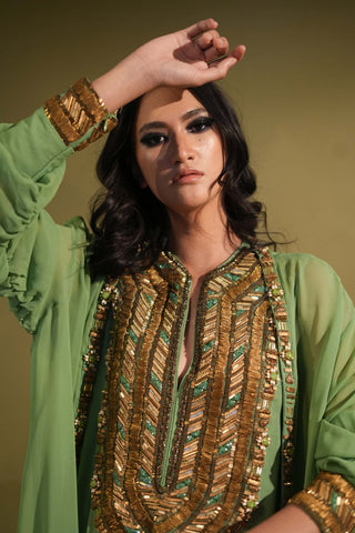 Nikita Mhaisalkar-Jade Embellished Maxi And Jacket-INDIASPOPUP.COM