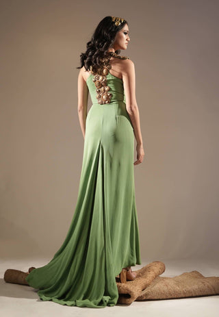 Nikita Mhaisalkar-Jade Gold Embellished Maxi-INDIASPOPUP.COM