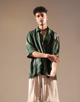 Nikita Mhaisalkar Men-Emrald Green Floral Print Shirt-INDIASPOPUP.COM
