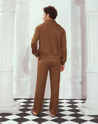 Nikita Mhaisalkar Men-Brown Knit Trousers-INDIASPOPUP.COM