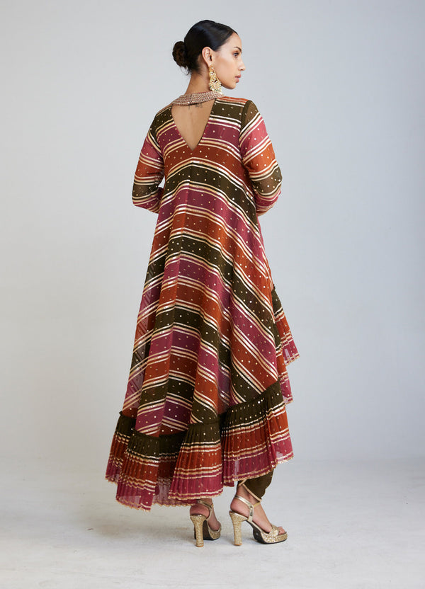 Vvani By Vani Vats-Olive Green Kurta And Dhoti Set-INDIASPOPUP.COM