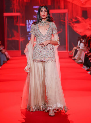 Ratnarekha ivory kurta and skirt set