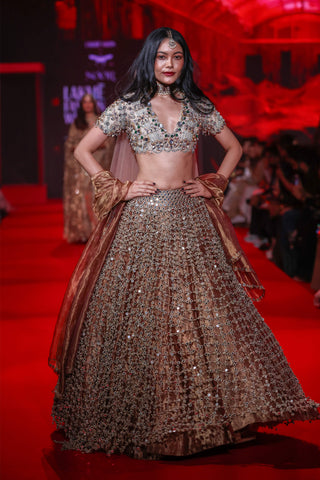 Tarakini rose gold lehenga set