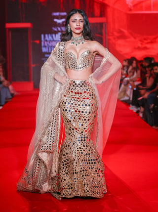 Tarakshi gold lehenga set