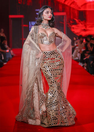 Tarakshi gold lehenga set