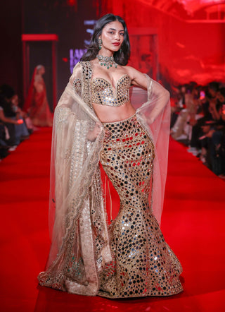 Tarakshi gold lehenga set