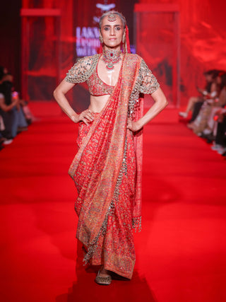 Raktima red sari set