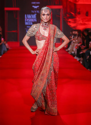 Raktima red sari set