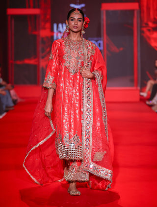 Lohita red brocade kurta set