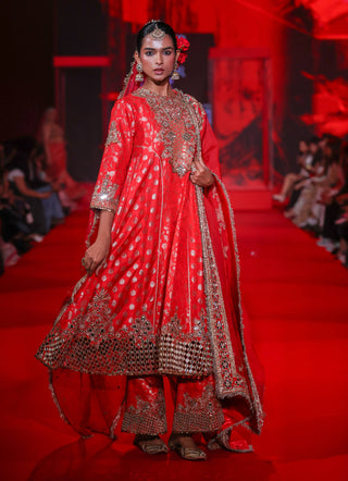 Lohita red brocade kurta set