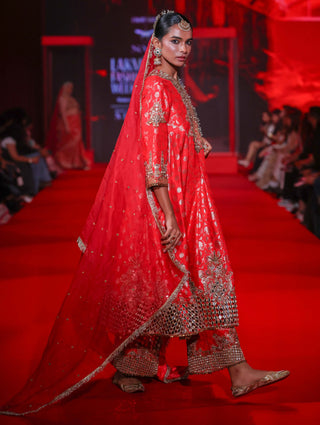 Lohita red brocade kurta set