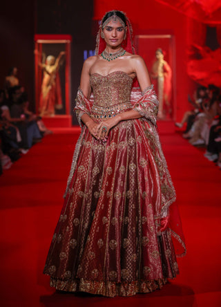 Arunima magenta red lehenga set