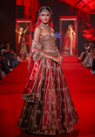 Arunima magenta red lehenga set