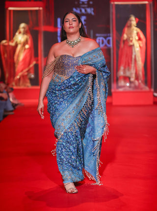 Neelambari blue sari and blouse