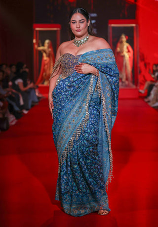 Neelambari blue sari and blouse