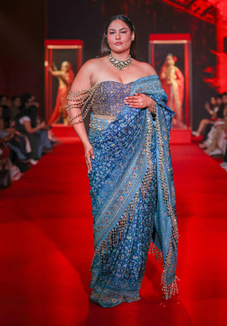 Neelambari blue sari and blouse