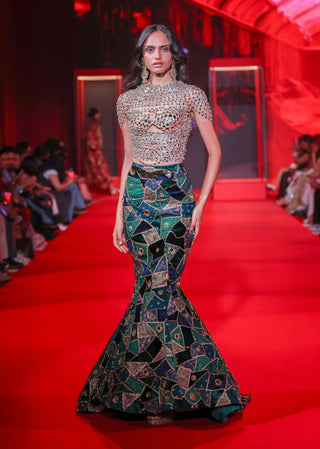 Ratnanjali emerald gold lehenga and blouse