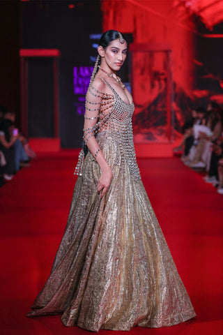 Darpanika gold lehenga and blouse