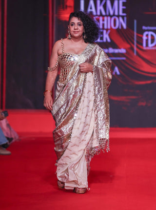 Tarakini rose gold sari set