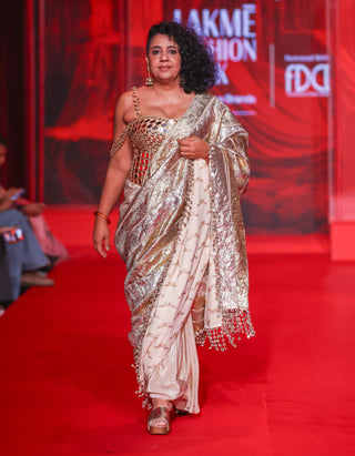 Tarakini rose gold sari set