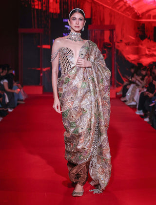 Rangrekha gold sari and blouse