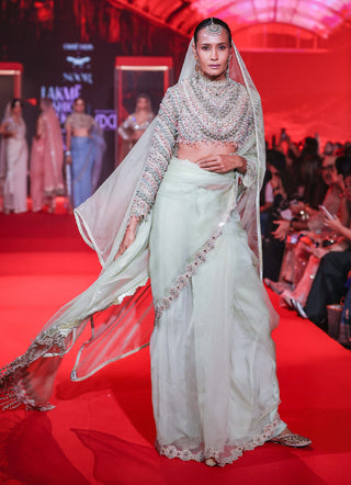 Amodini mint green sari and blouse