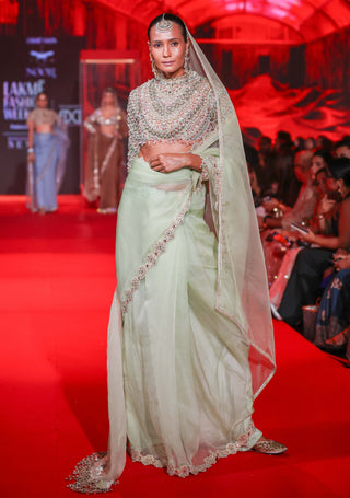 Amodini mint green sari and blouse
