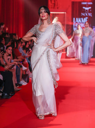 Ratnapriya white organza sari set