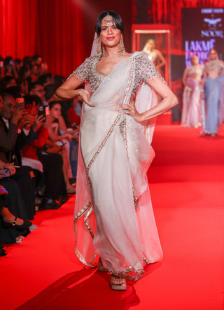 Ratnapriya white organza sari set