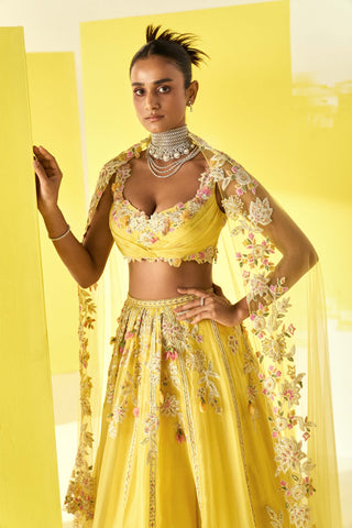 Ridhi Mehra-Lahya Yellow Embroidered Lehenga Set-INDIASPOPUP.COM