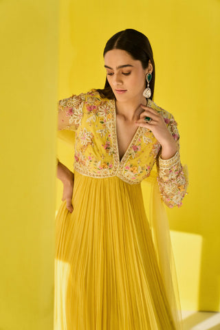 Ridhi Mehra-Faanee Yellow Anarkali And Dupatta-INDIASPOPUP.COM