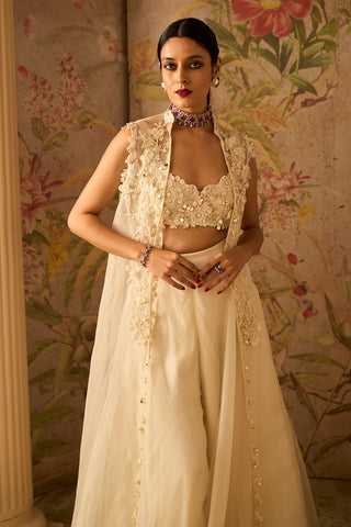 Ridhi Mehra-Edgy Ivory Sharara And Jacket Set-INDIASPOPUP.COM