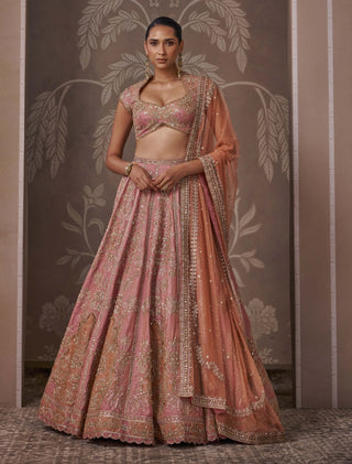 Fuchsia raw silk lehenga set