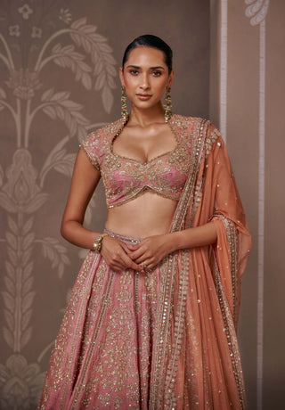 Fuchsia raw silk lehenga set