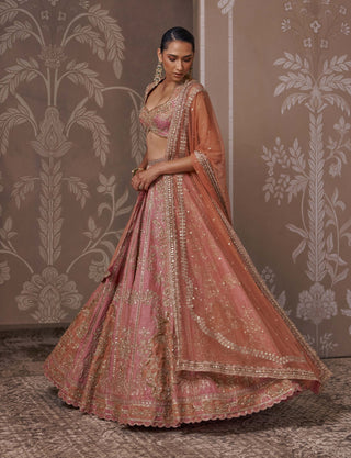 Fuchsia raw silk lehenga set