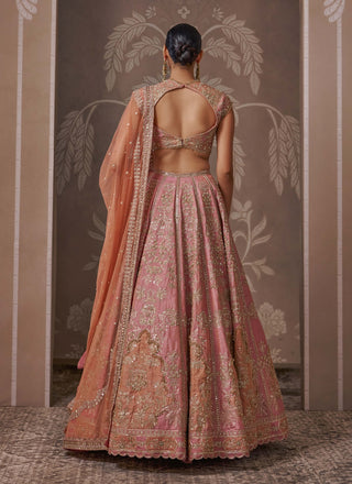 Fuchsia raw silk lehenga set