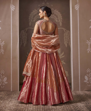 Fuchsia tissue lehenga set