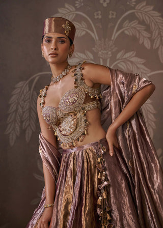 Antique lilac & gold lehenga set